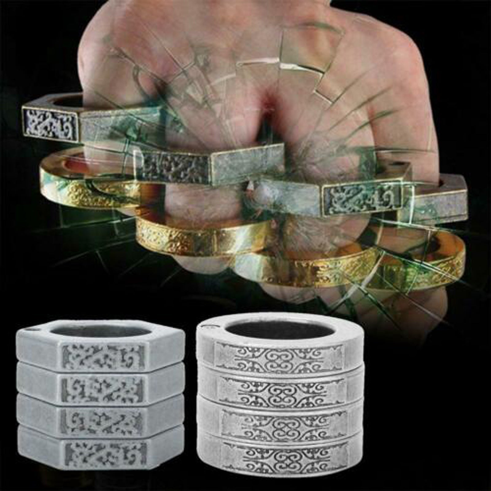 HARD SELF DEFENSE RING Men's Round Finger Hexagonal Ring Emergency Window Breaker Guard Ring - Korvel