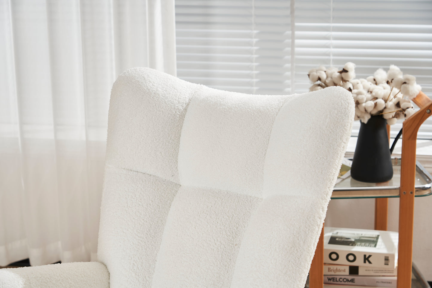 Premium Nursery Rocking Chair with Teddy Fabric Cushion