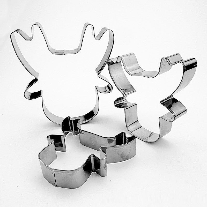 Christmas baked goods reindeer 3-piece set stainless steel biscuit mold Christmas reindeer cookie cutter set - Korvel