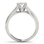 14k White Gold Double Prong Multirow Band Diamond Engagement Ring