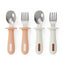 Adjustable color PPSU silicone fork and spoon set, children's stainless steel spoon and fork, baby training supplementary food tableware set of 2 pieces - Korvel