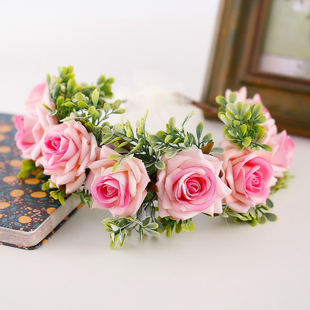 Handmade Velvet Flower Wreath - Adjustable Hair Accessory