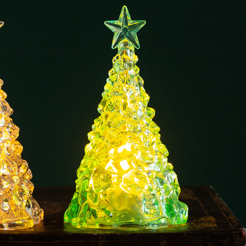 Christmas decoration mini luminous Christmas tree transparent crystal night light cross-border desktop decoration props small gifts - Korvel