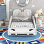 Twin Size Race Car Platform Bed with Wheels - White