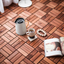 Acacia interlocking deck tile grid pattern, 10 pieces of 12 inch x 12 inch square brown Acacia hardwood outdoor flooring - Korvel