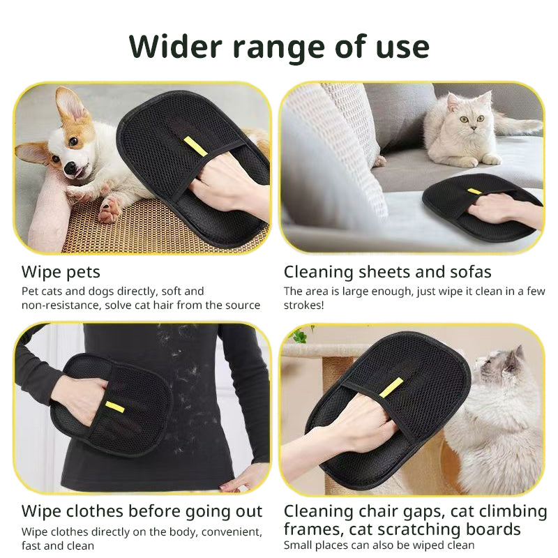 Static Pet Hair Removal Gloves - 3-in-1 Grooming, Deshedding & Multi-Surface Hair Remover for Dogs & Cats - Korvel