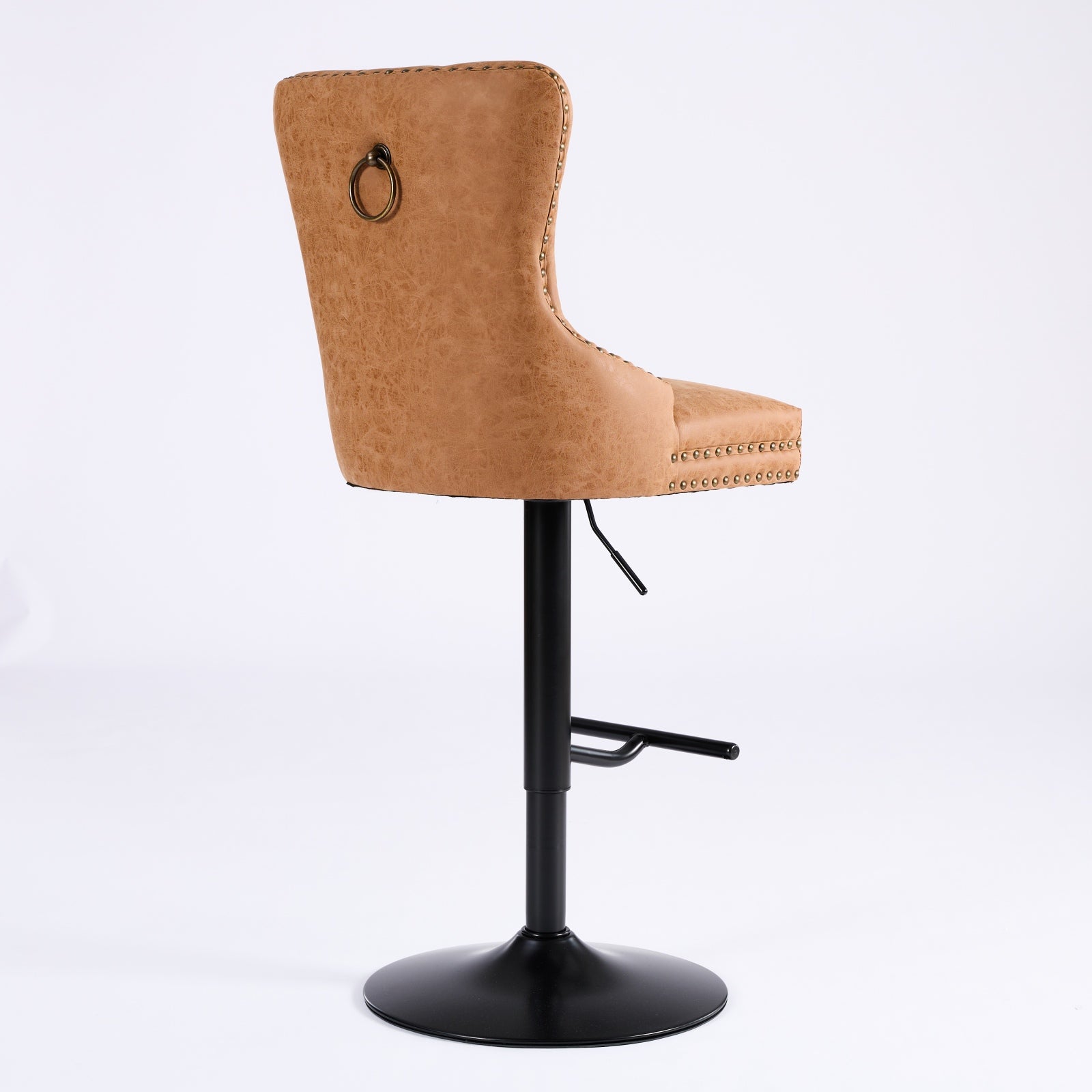 Vintage PU rotating bar stool, seat height adjustable from 25-33 inches, modern bar stool (orange, 2-piece set) - Korvel