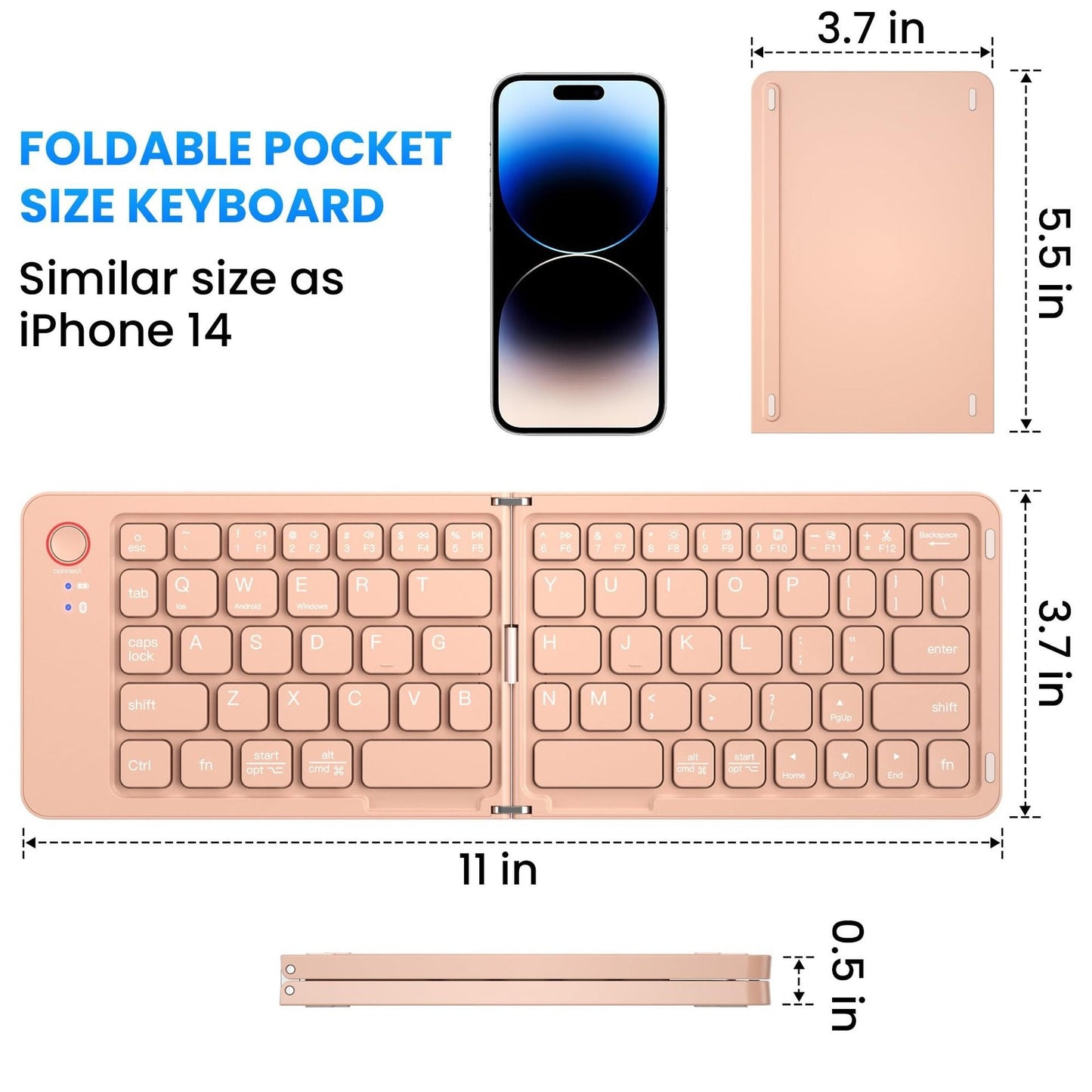 Ultra Slim Folding Portable Bluetooth Keyboard