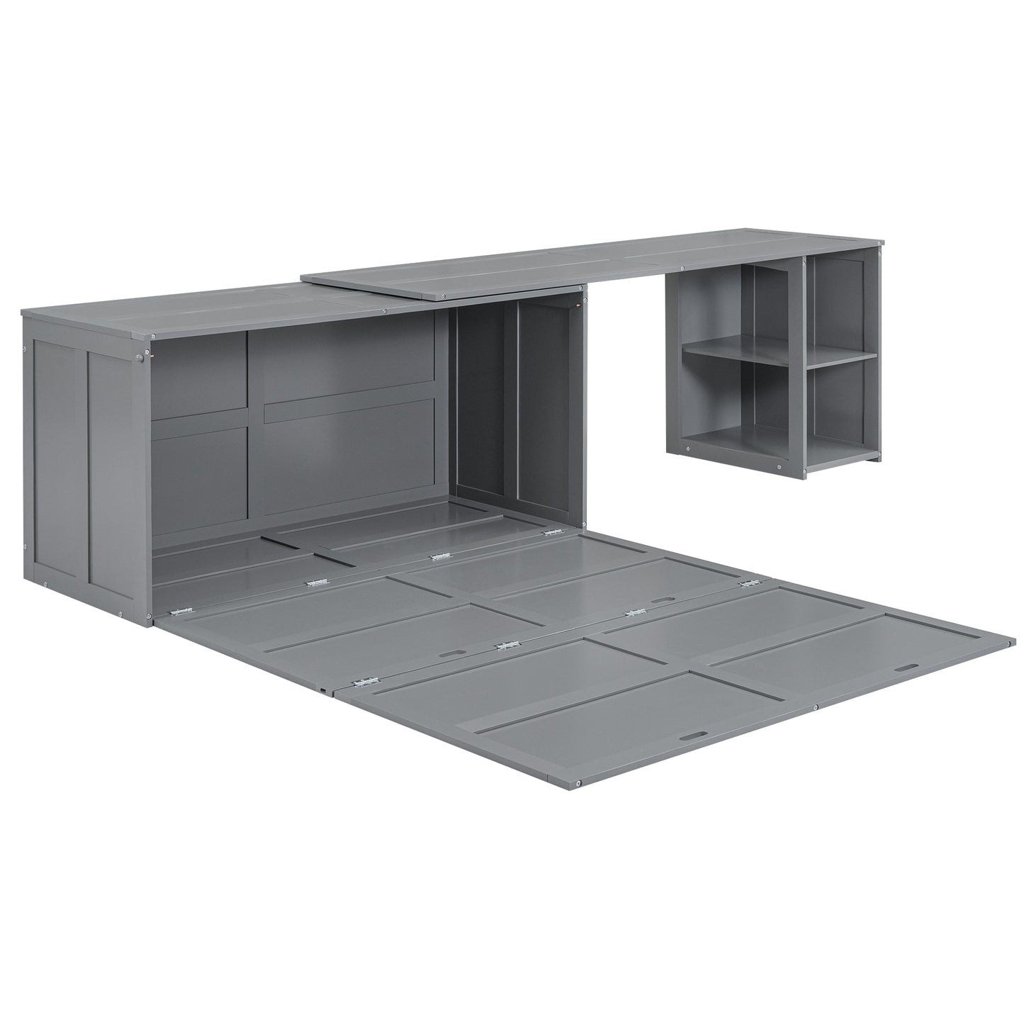 Queen Size Murphy Bed with Rotable Desk  Gray - Korvel