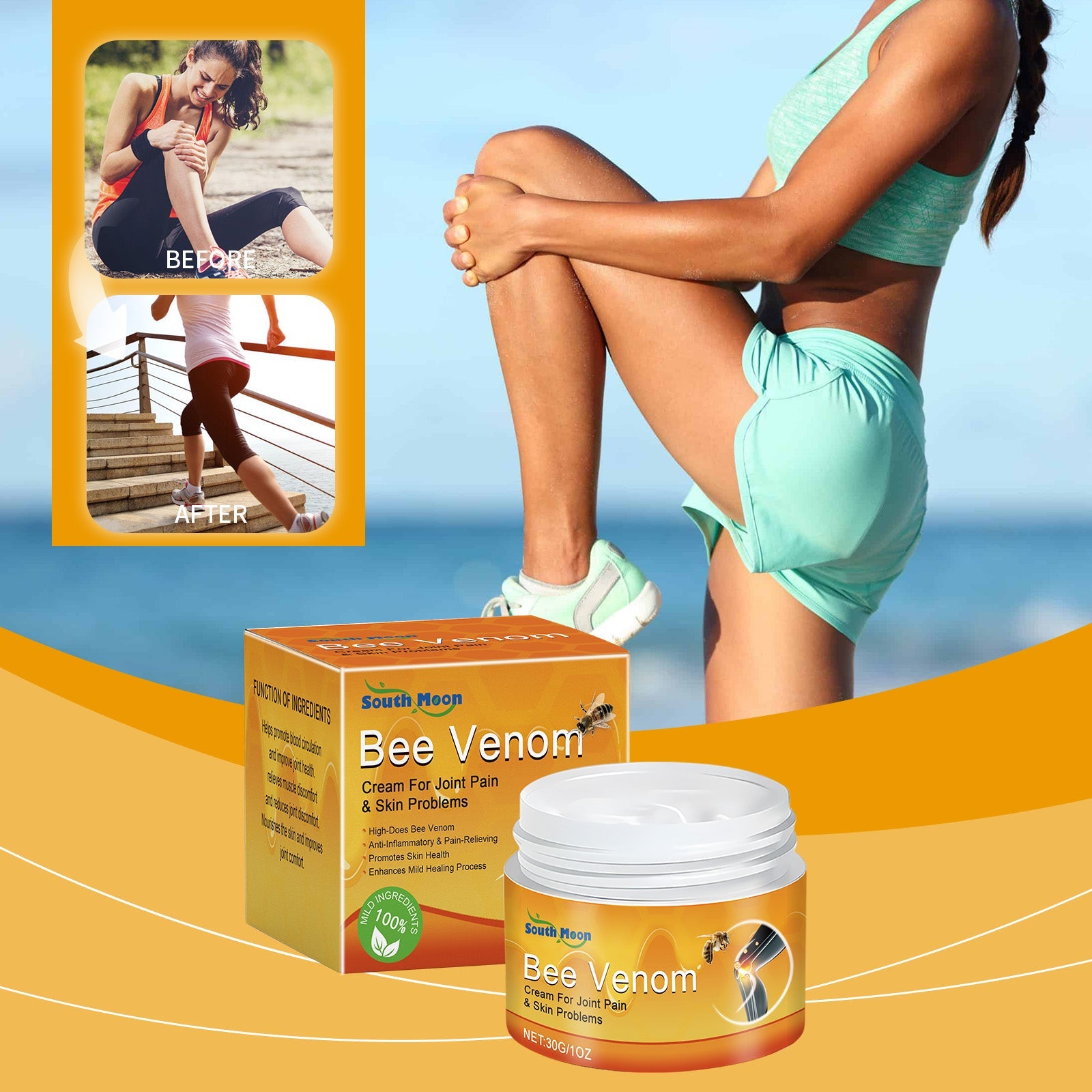 Bee Venom Joint Pain Cream Massage To Relieve Joint Discomfort Knee Lumbar Shoulder And Neck Care Cream - Korvel