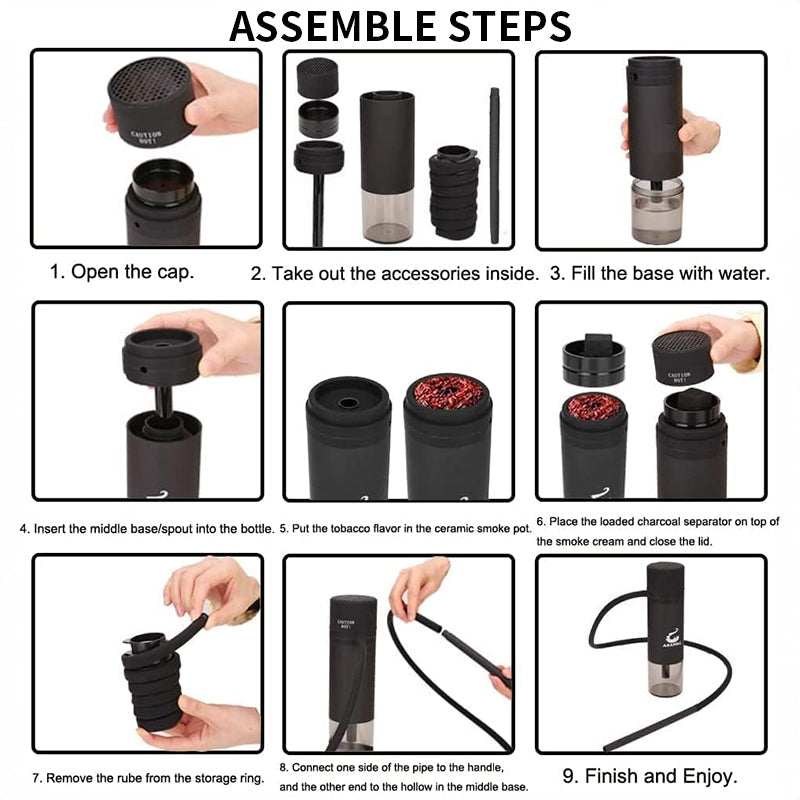 Portable smoking pipes, ceramic dry-burning hookah bowls, glass bowls, tobacco pipes, travel shisha pipe accessories - Korvel