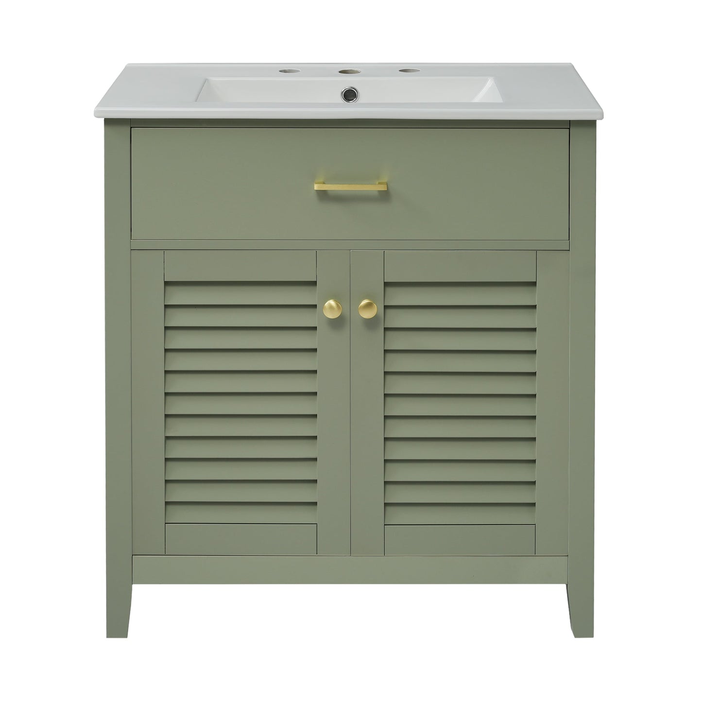30-Inch Bathroom Vanity with Ceramic Sink Combination, Ample Storage - Features 1 Pullout and Multifunctional Shelf Dividers - Korvel
