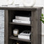 Mantel Stone modern entertainment console, manually stacked stone surrounds open storage space, gray - Korvel