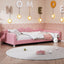 Twin size Upholstered Daybed, Sherpa Fabric Sofabed with Cloud-Shaped Backrest, No Box-spring Needed, Pink - Korvel