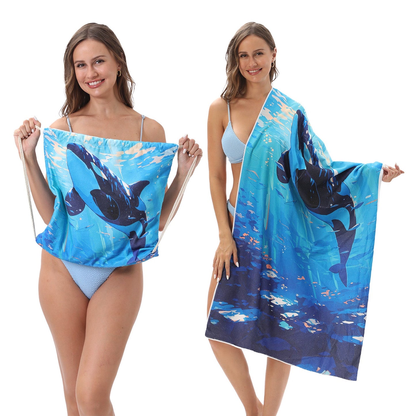 Two-in-One Foldable Beach Towel with Storage Bag