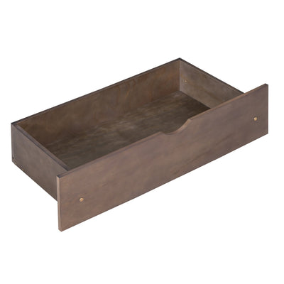 Twin Size Wood Platform Bed with House-shaped Storage Headboard and 2 Drawers Walnut - Korvel