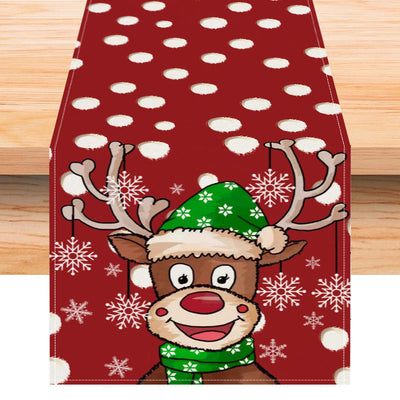 Christmas Reindeer Tablecloth with Snowflakes Design
