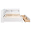 Elegant Full Bed with L-shaped Bookcases and Drawers in White
