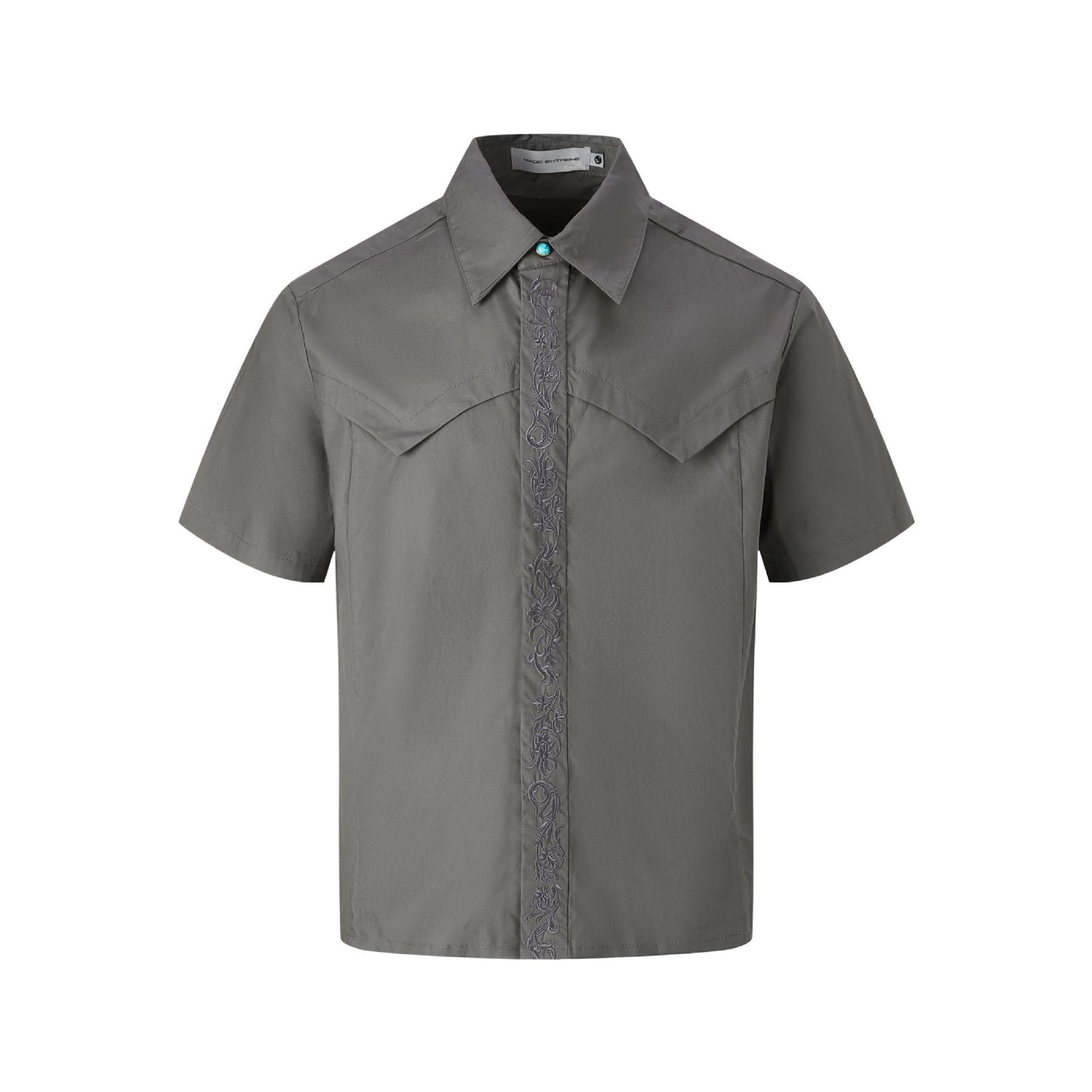 Men's Loose Fit Embroidered Short Sleeved Shirt