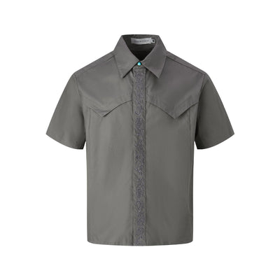 Men's Loose Fit Embroidered Short Sleeved Shirt
