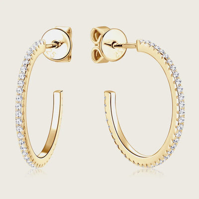 Boucles d'oreilles C-Hoop en argent sterling 925 avec moissanite incrusté