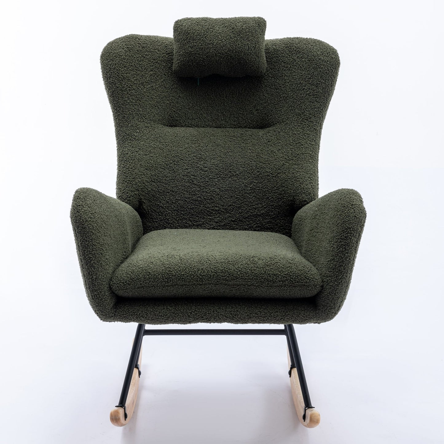 35.5-Inch Soft Teddy Fabric Rocking Chair with Pockets