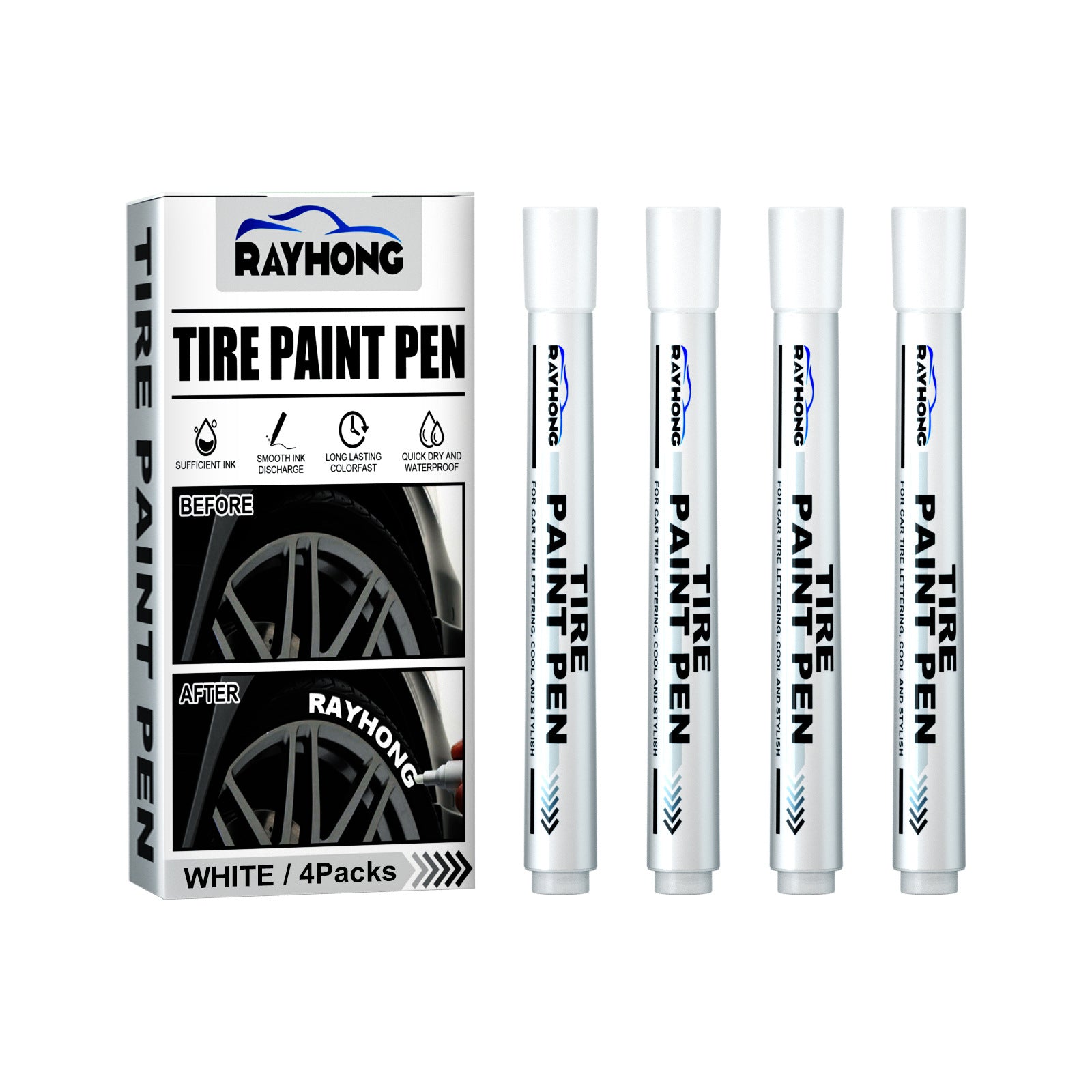 Tire Paint Pen, Car Tire Letter Pen Decorative Modification Supplies Graffiti Tracing Birthmark Pen - Korvel