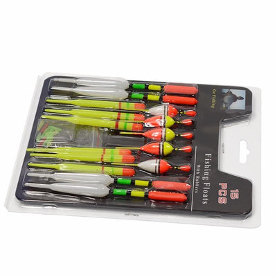 LEO 15pcs Fishing Float Tube Buoy Bobber Set with Rubber Connector