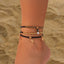 Conjunto de Tobilleras Elegantes de Perlas de Arroz Circulares para Playa - 3 Piezas