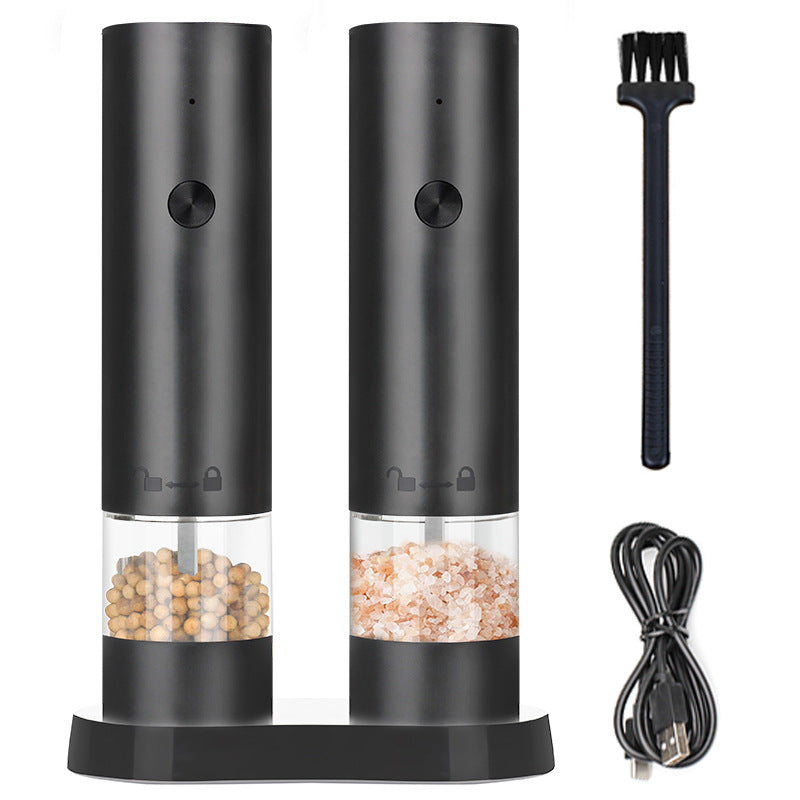 USB Rechargeable Electric Pepper & Sea Salt Grinder Set