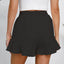 Women's cotton and linen shorts with ruffled edges and drawstring casual pants for women - Korvel