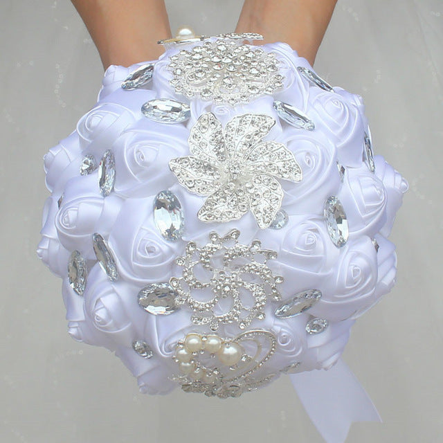 Artificial Wedding Bouquets Hand Made Flower Rhinestone Bridesmaid Crystal Bridal Wedding Bouquet - Korvel