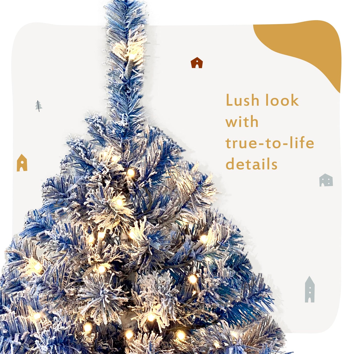 6FT pre ignited hinge chain artificial fir Christmas tree, Christmas tree snowflake flocking person with 750 Christmas branches - Korvel