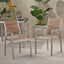 Outdoor Modern Aluminum Dining Chair with Faux Wood Seat (Set of 2), Natural and Silver - Korvel