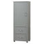 Tall Bathroom Storage Cabinet, Freestanding Storage Cabinet with Two Drawers and Adjustable Shelf, MDF Board , Grey - Korvel