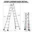 Aluminum Multi-Position Ladder with Wheels - 22 FT, 300 lbs Capacity