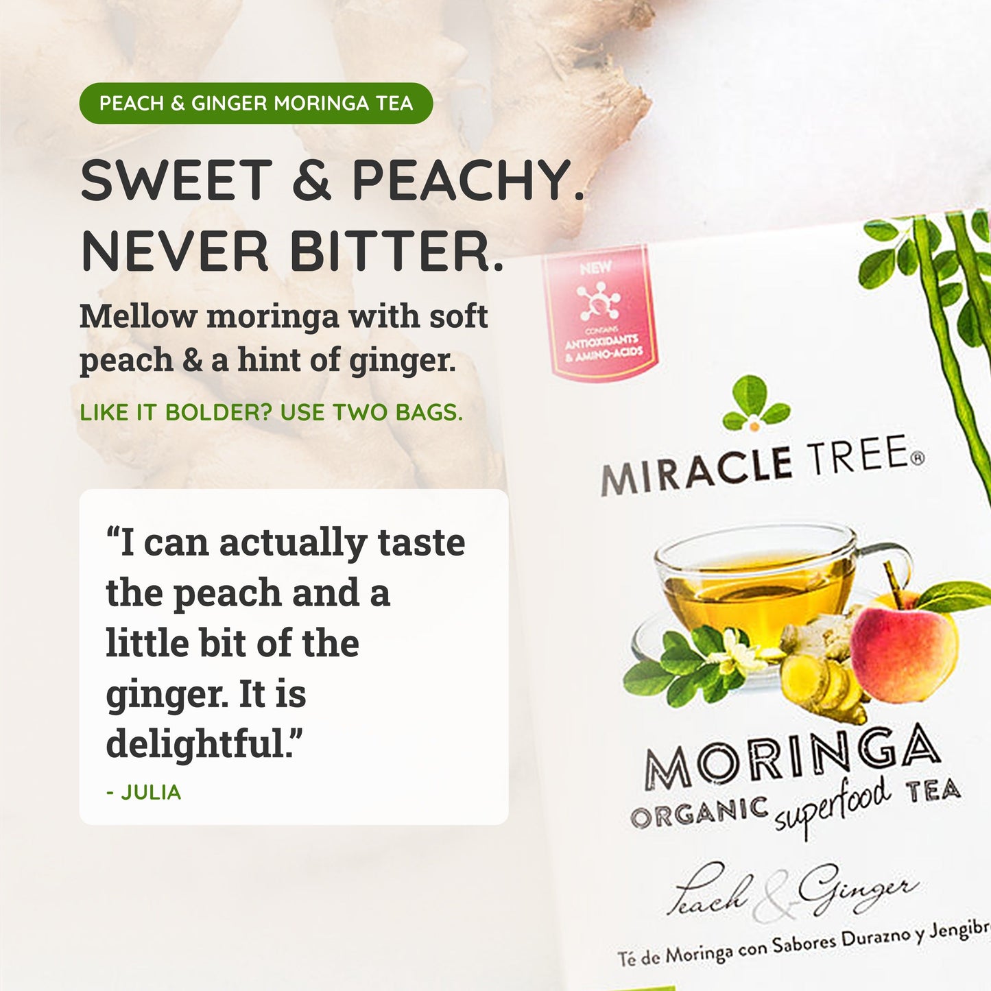 Organic Moringa Tea with Peach & Ginger