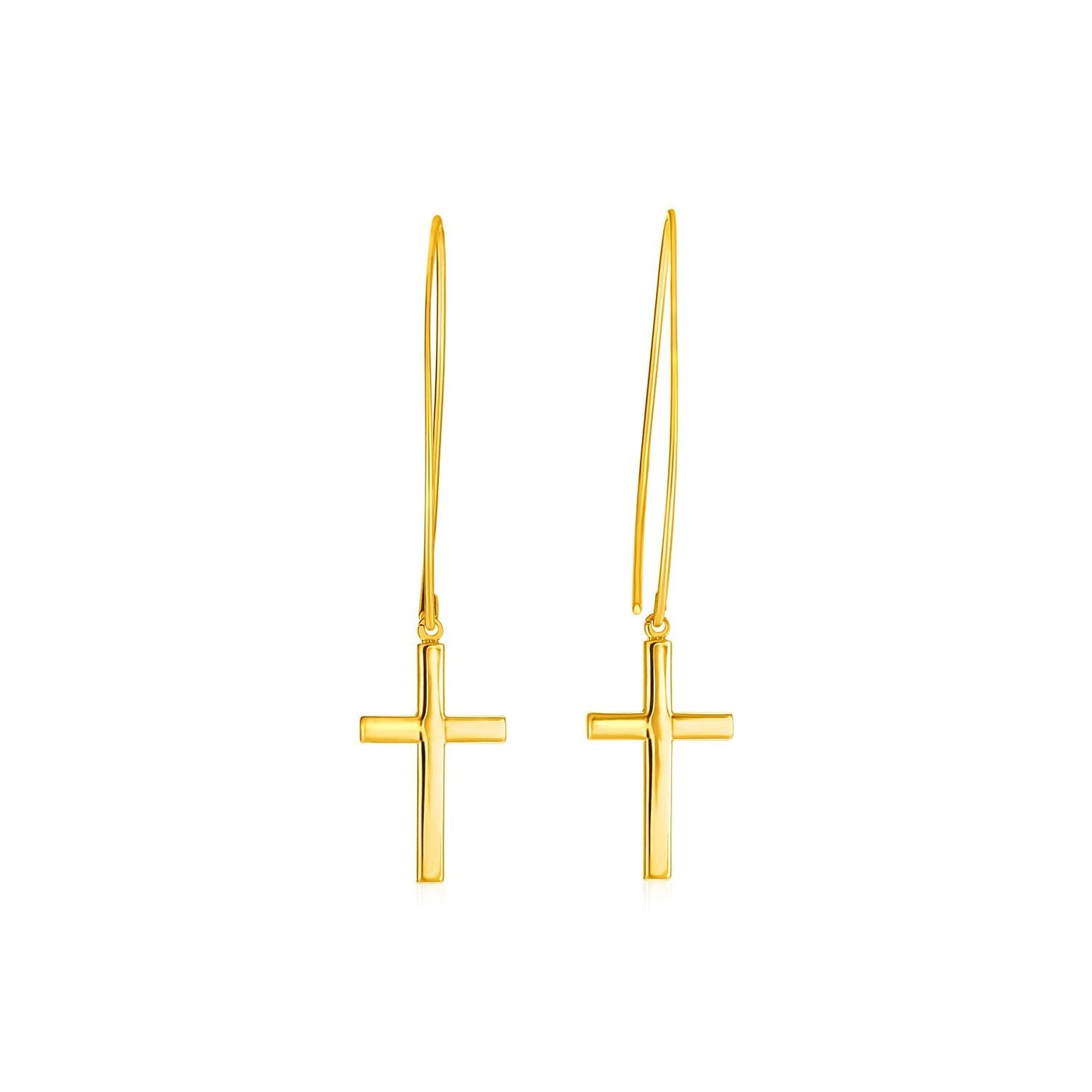 Pendientes de cruz colgantes de oro amarillo de 14k