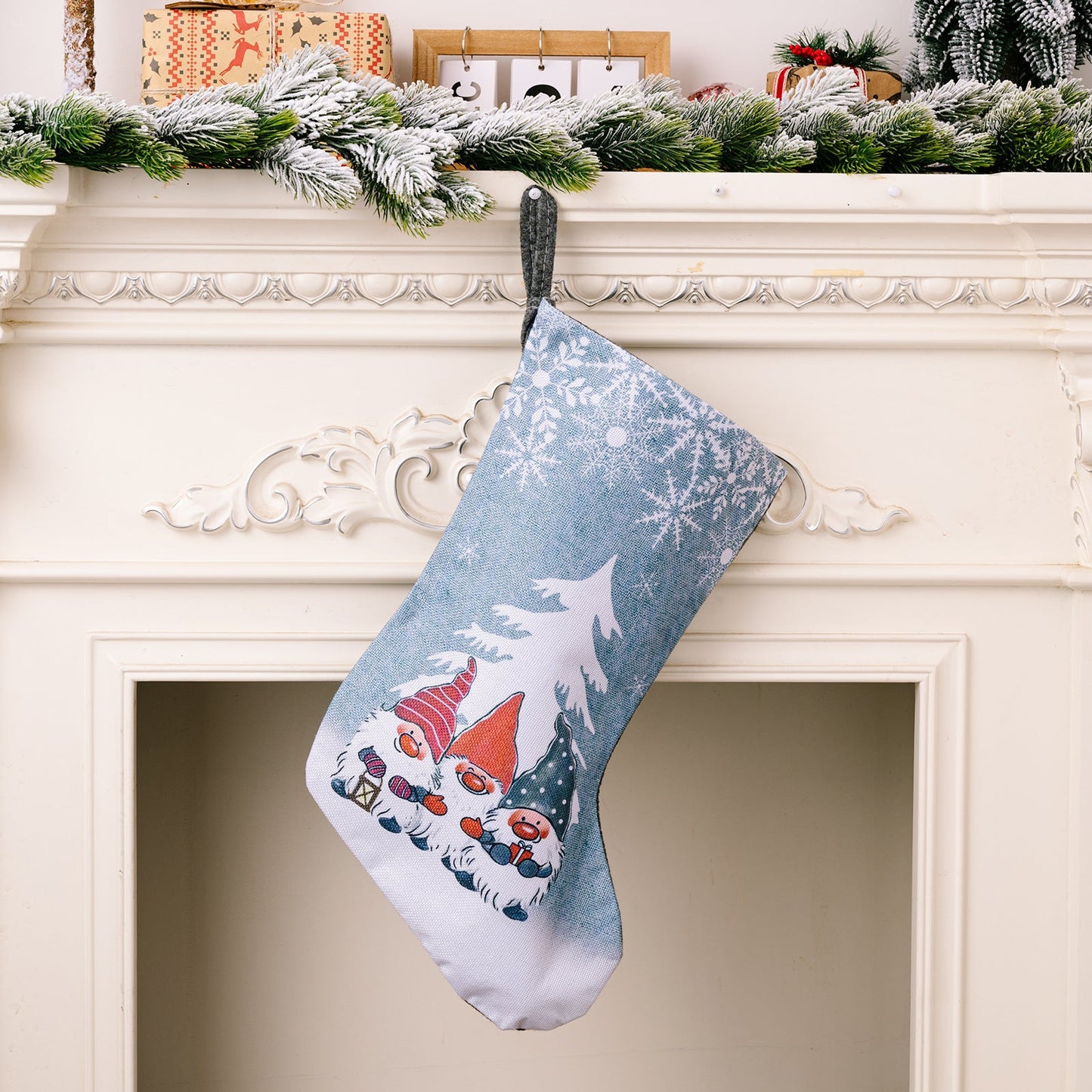 Christmas Decorations Rudolf Printed Christmas Socks Children's Gift with Large Christmas Socks - Korvel
