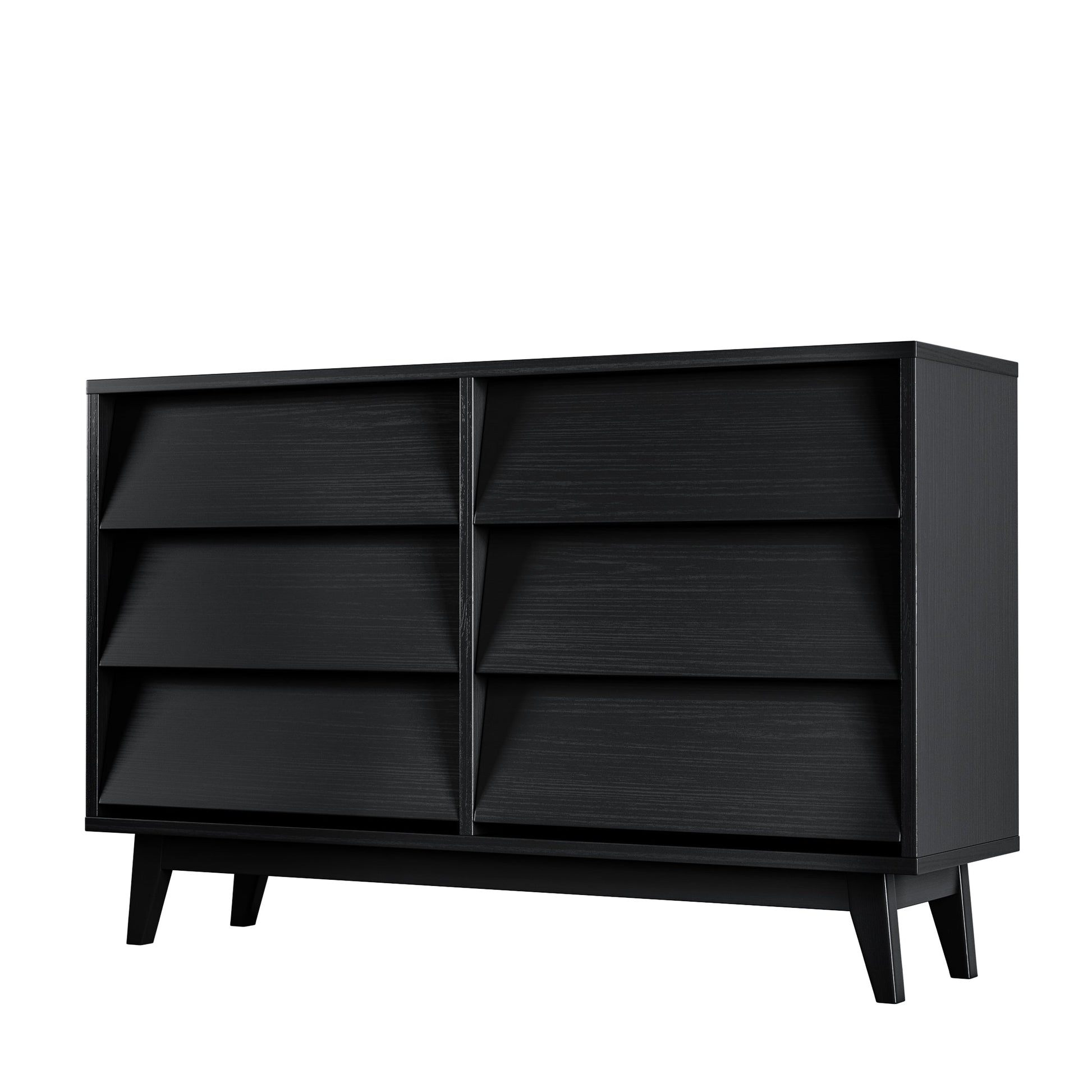 6 Drawer Double Dresser Features Vintage-style and Bevel Design - Korvel