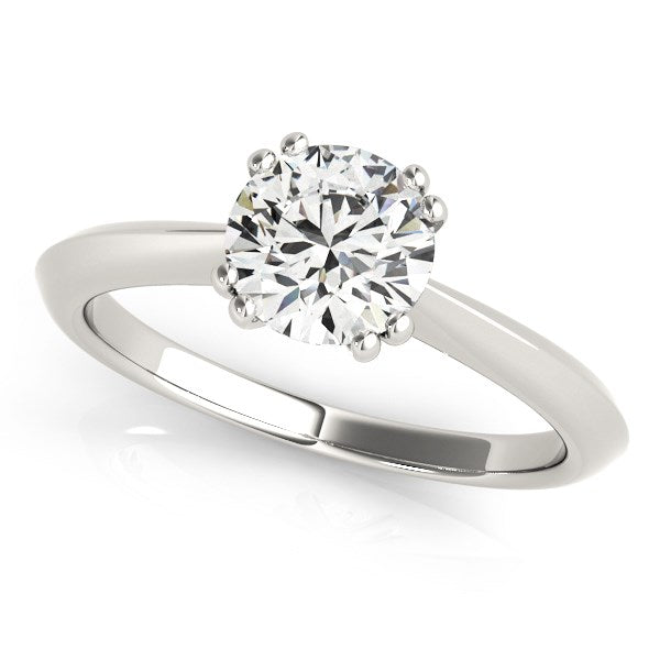 Bague de fiançailles en diamant solitaire en or blanc 14 carats avec double griffes