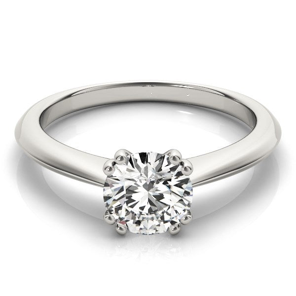 Bague de fiançailles en diamant solitaire en or blanc 14 carats avec double griffes