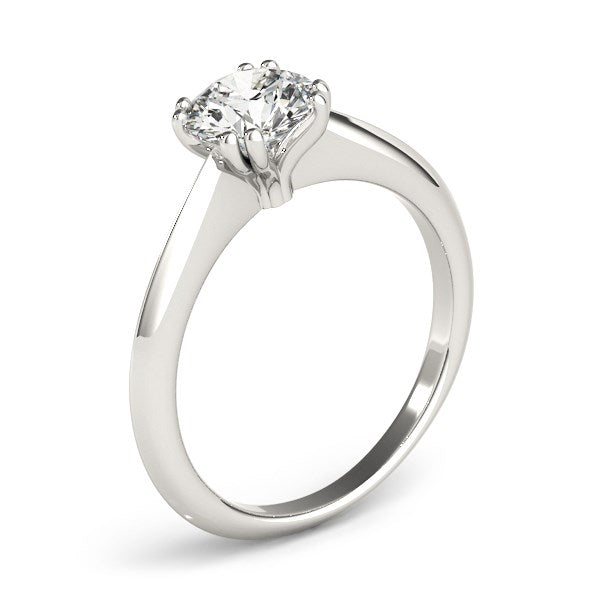 Bague de fiançailles en diamant solitaire en or blanc 14 carats avec double griffes