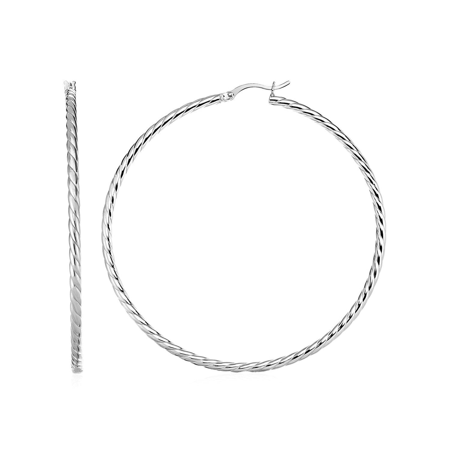 Twist Texture Sterling Silver Hoop Earrings