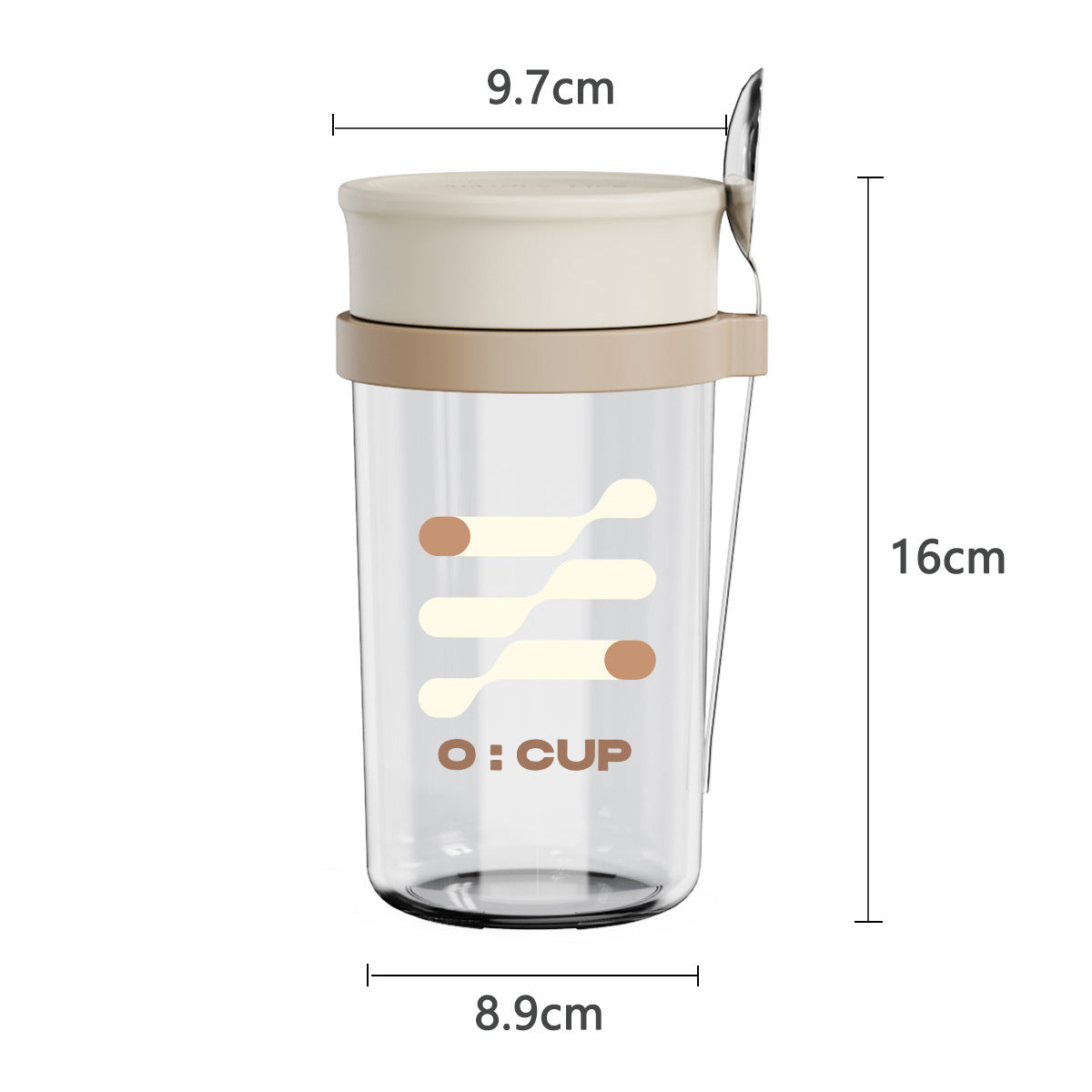 Tasse à petit-déjeuner en verre élégant avec cuillère