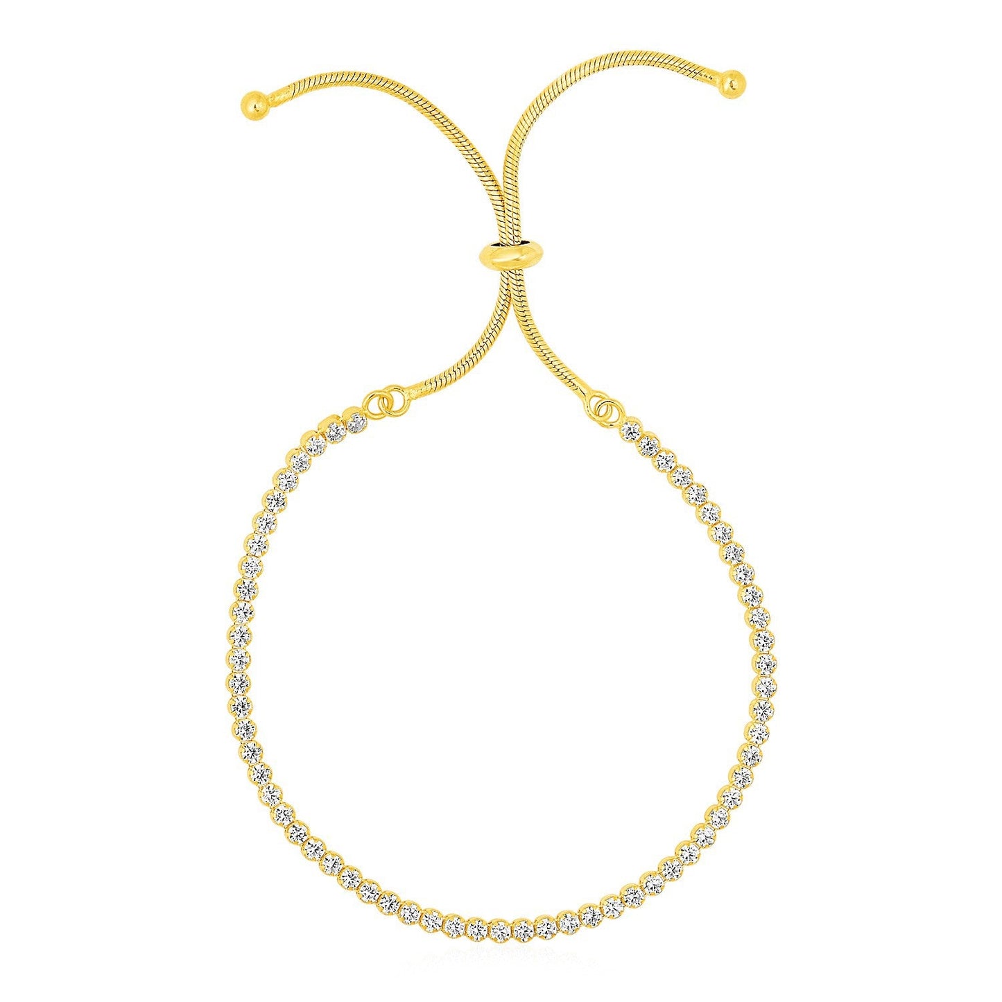 Pulsera Ajustable Estilo Tenis con Circonitas en Plata de Ley