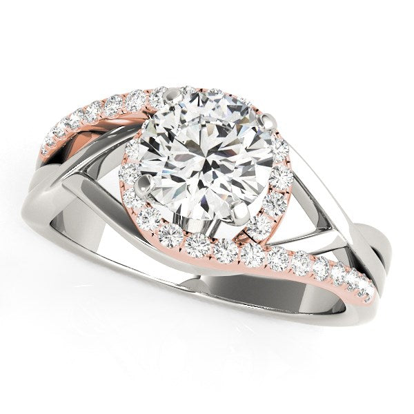 14k White and Rose Gold Bypass Diamond Engagement Ring