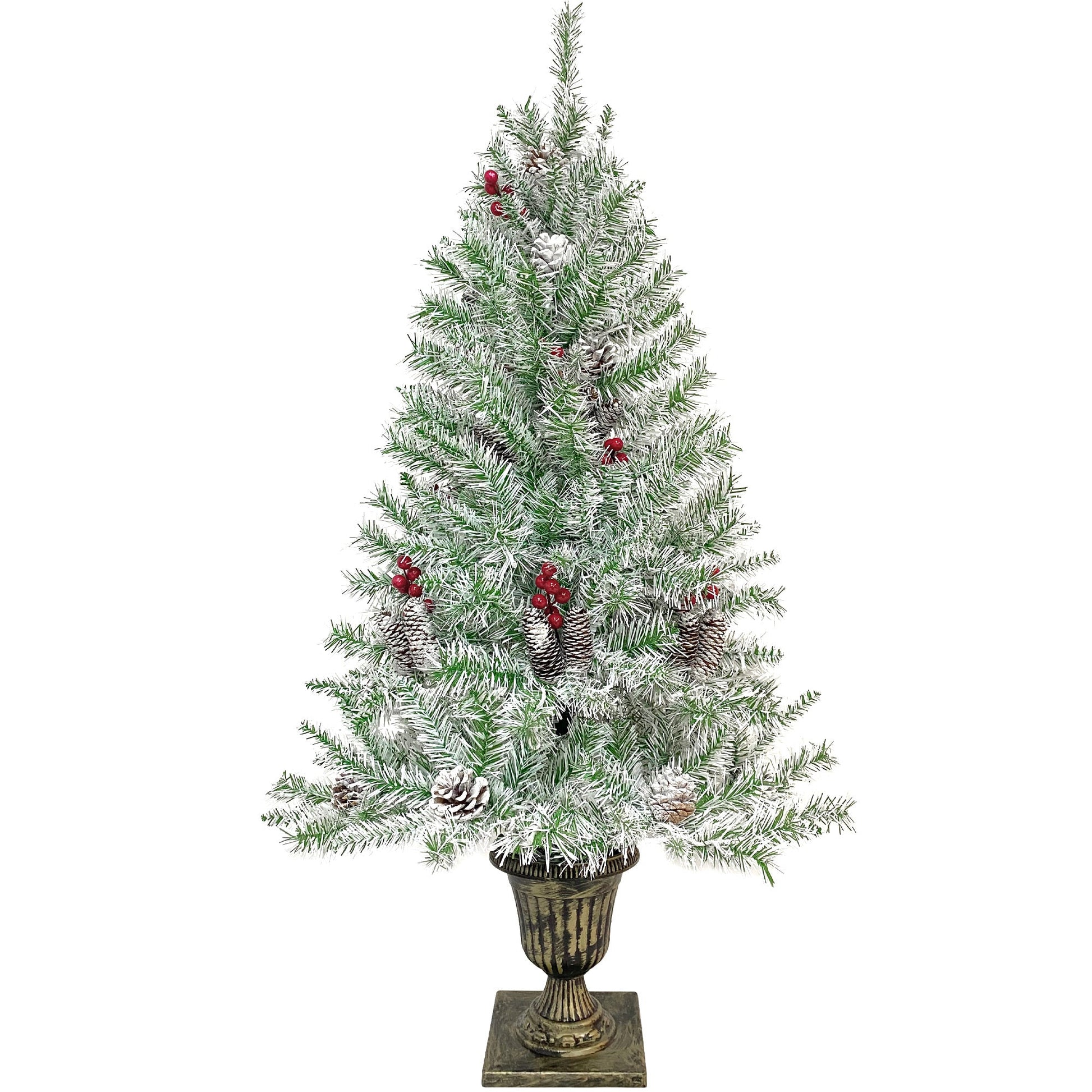 Pre-lit Xmas Tree Artificial Christmas 4-Piece Set,Garland, Wreath and Set of 2 Entrance Trees X-mas - Korvel