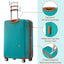 Hardshell Luggage Sets 3 Piece double spinner 8 wheels Suitcase with TSA Lock Lightweight 20''24''28'' Green + ABS - Korvel