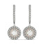14k White and Rose Gold Drop Diamond Earrings with Halo Design